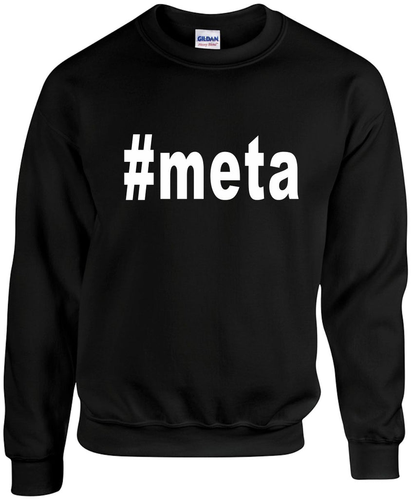 meta hashtag unisex crewneck sweatshirt black signature outlet novelty 