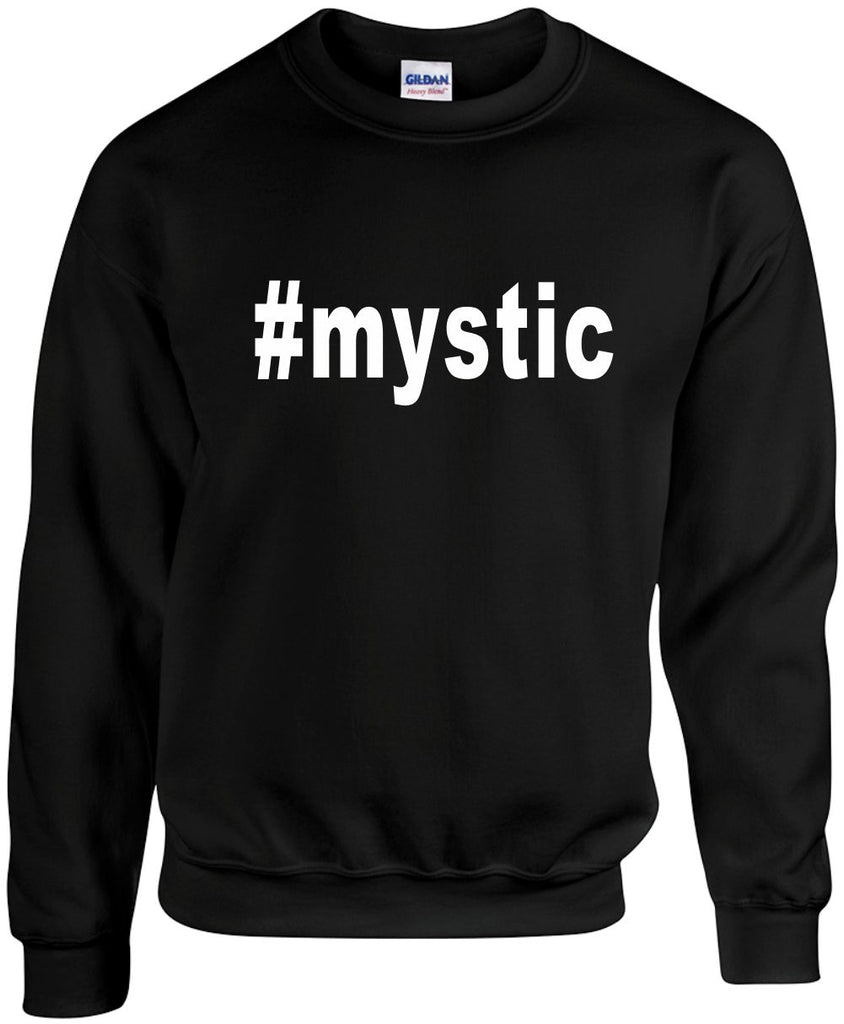 mystic hashtag unisex crewneck sweatshirt black signature outlet novelty 