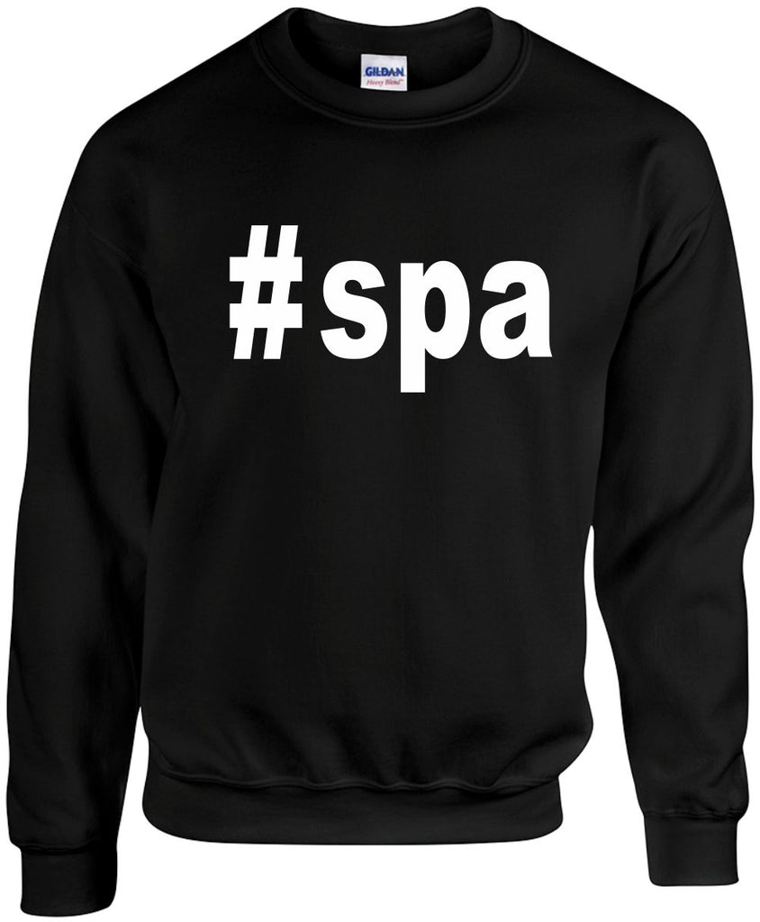 spa hashtag unisex crewneck sweatshirt black signature outlet novelty 