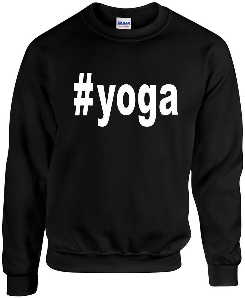 yoga hashtag unisex crewneck sweatshirt black signature outlet novelty 