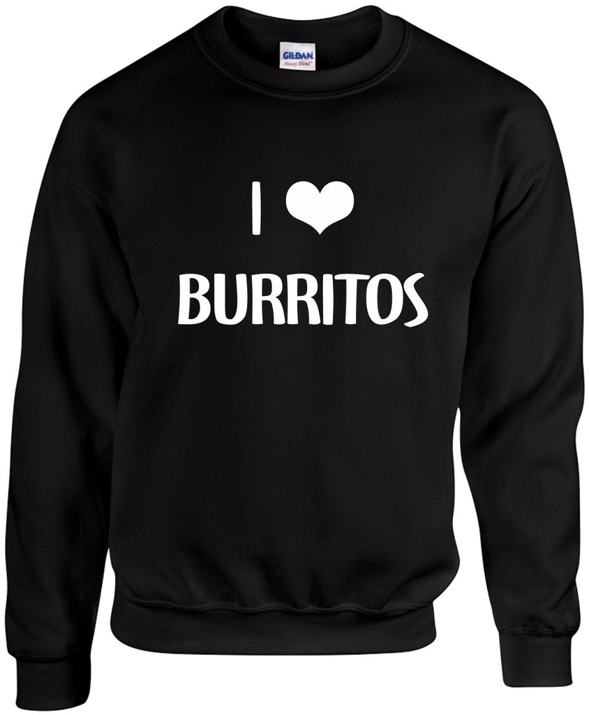 i love heart burritos unisex crewneck sweatshirt black signature outlet novelty 