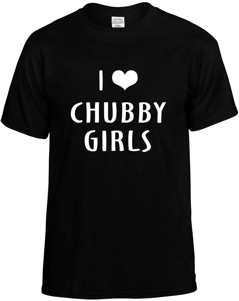 i love heart chubby girls mens funny t-shirt black