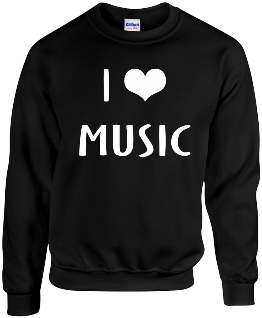 i love heart music unisex crewneck sweatshirt black signature outlet novelty 