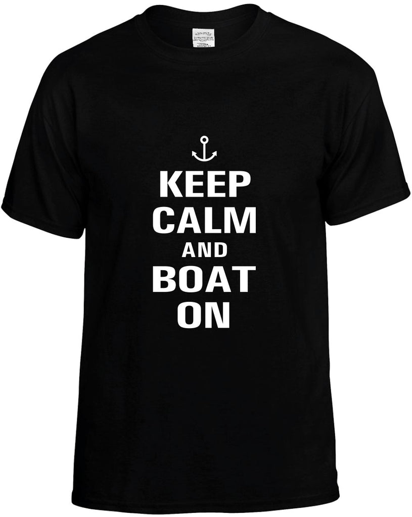 keep calm and boat on mens funny t-shirt black