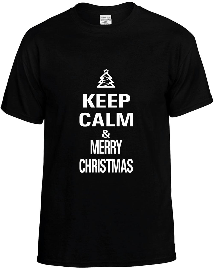 keep calm and merry christmas mens funny t-shirt black