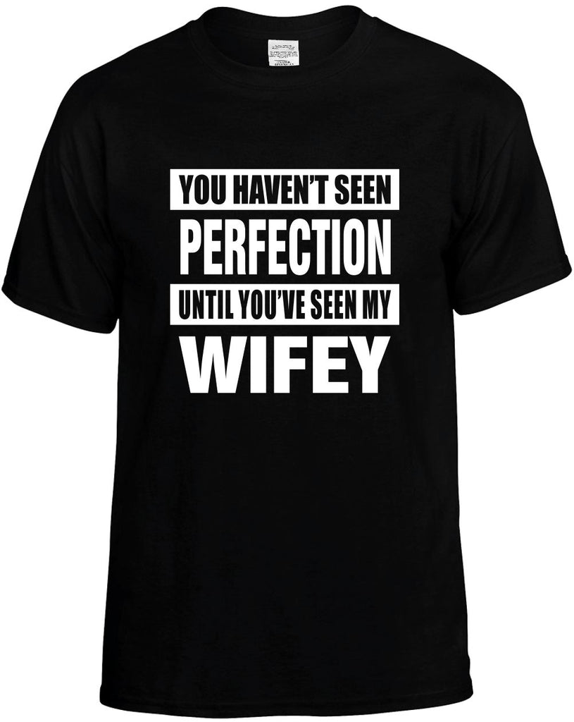 havent seen perfection my wifey mens funny t-shirt black