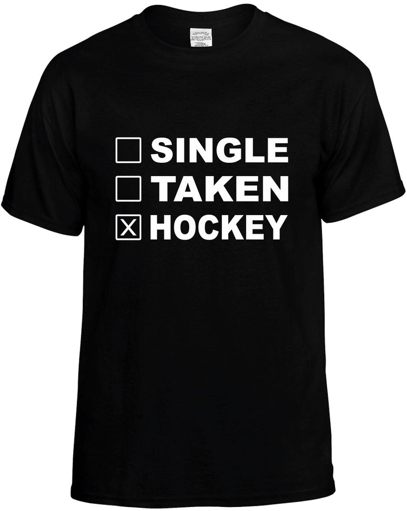 single taken hockey mens funny t-shirt black