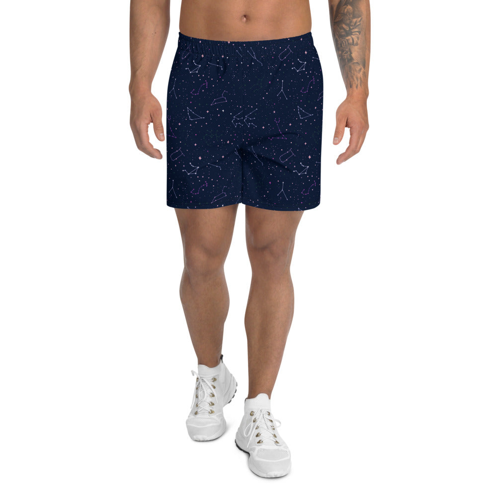 Astrology Chart Stars Horoscope Men's Athletic Long Shorts
