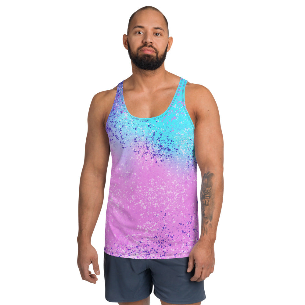 Multi Colored Confetti Paint Splatter Unisex Tank Top by Signature Outlet