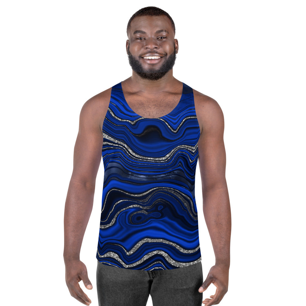 Lapis Lazuli Inspired Geode Design Unisex Tank Top