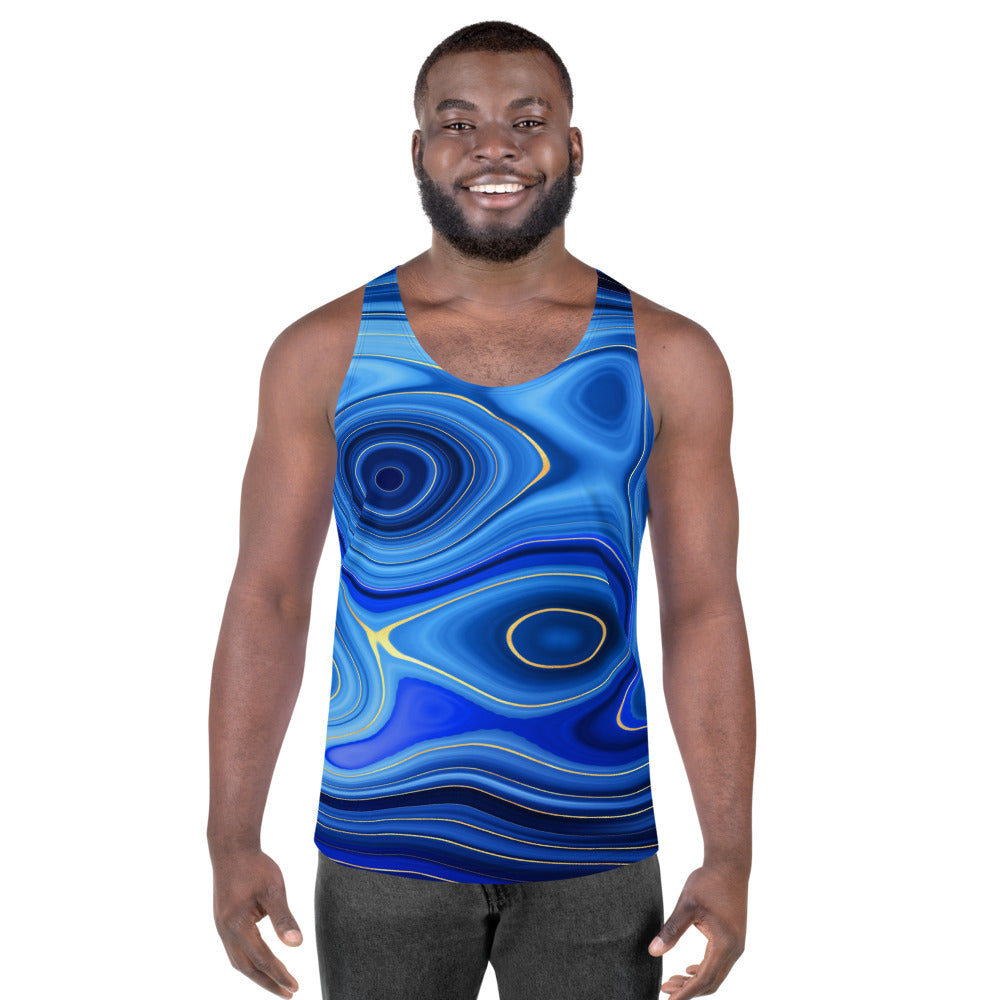 Lapis Lazuli Inspired Geode Design Unisex Tank Top