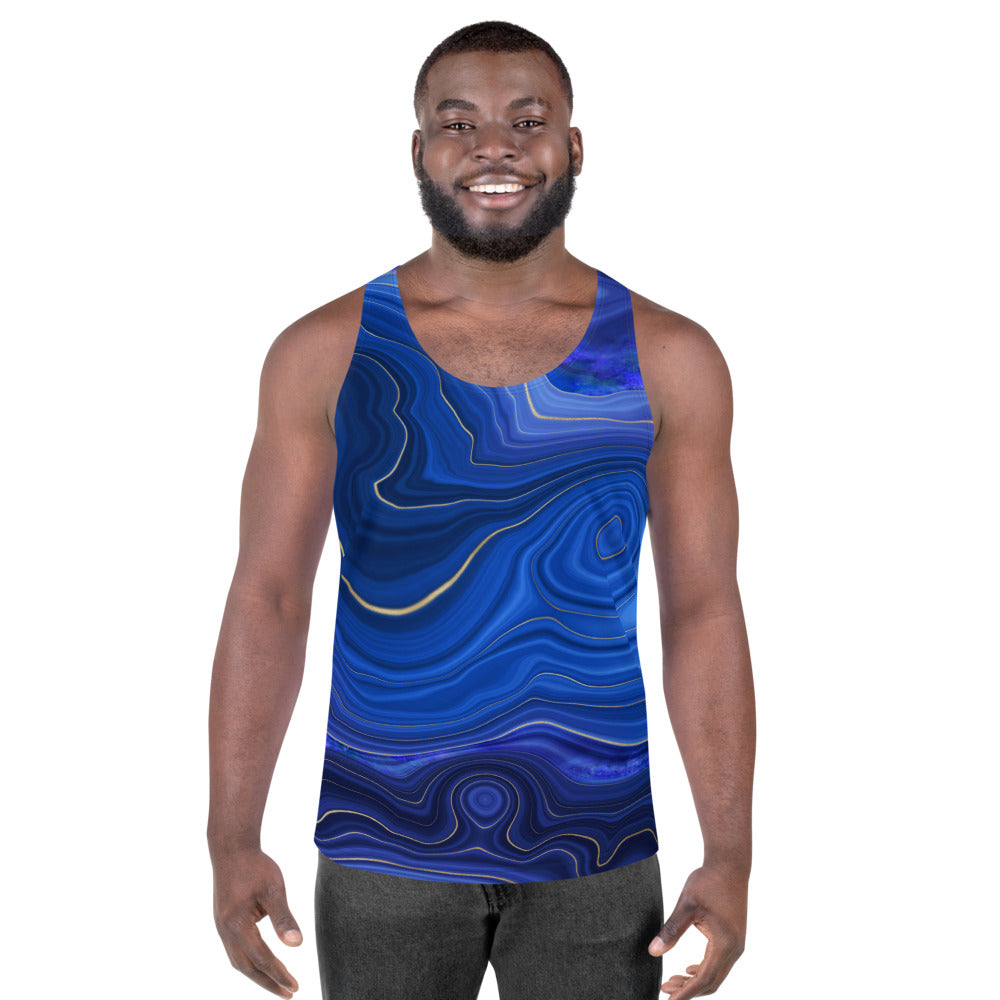 Lapis Lazuli Inspired Geode Design Unisex Tank Top