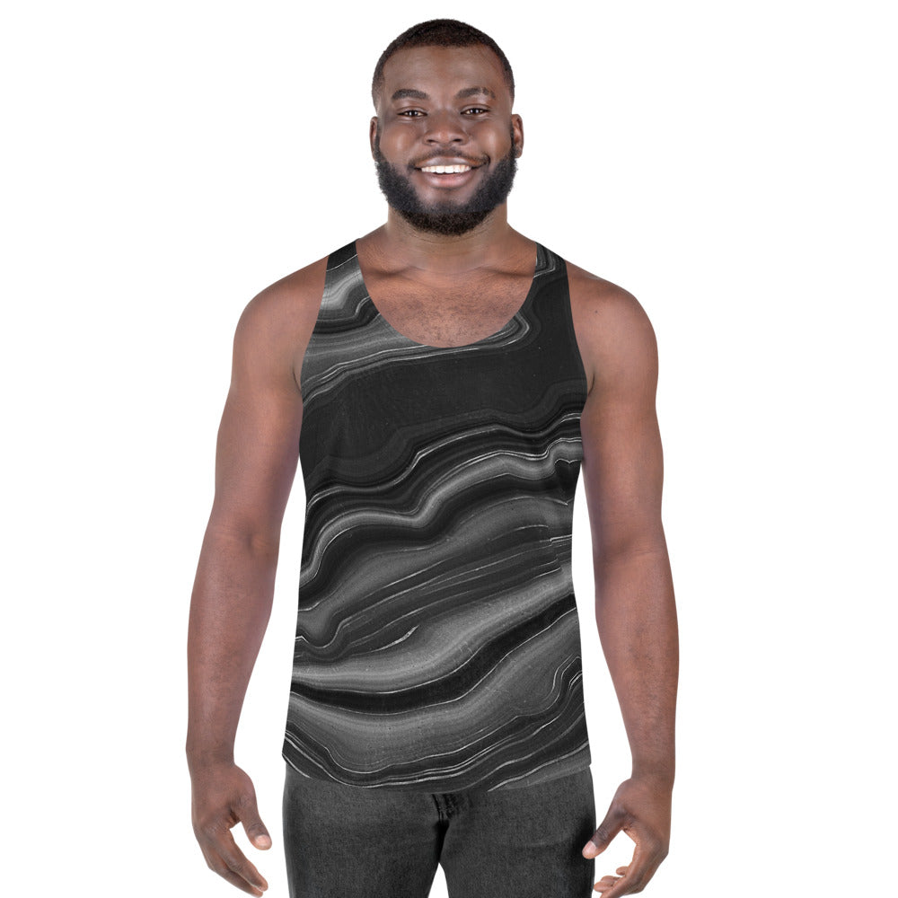 Charcoal Grey Lapis Lazuli Inspired Geode Design Unisex Tank Top