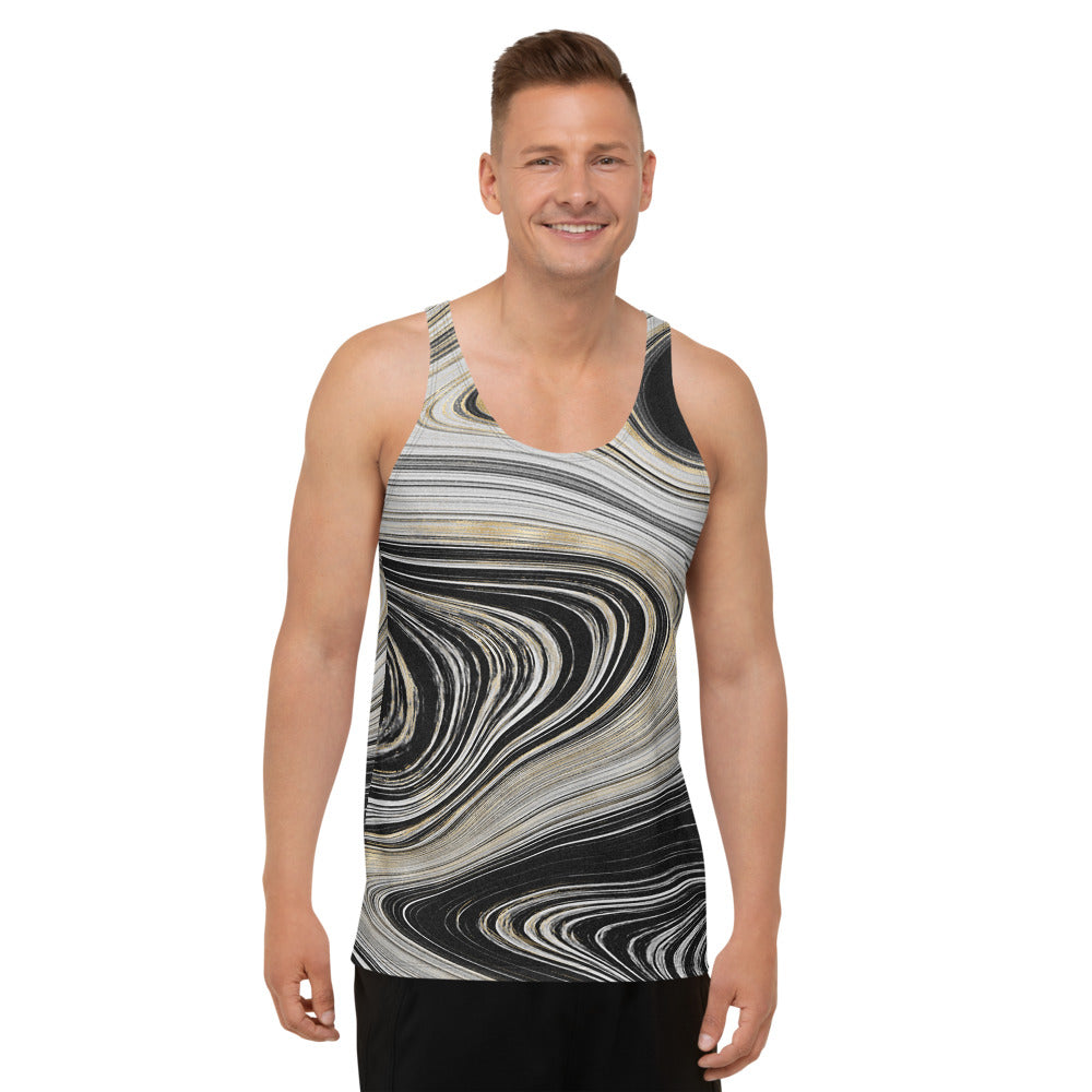 Black Gold Geode Inspired Design Unisex Tank Top