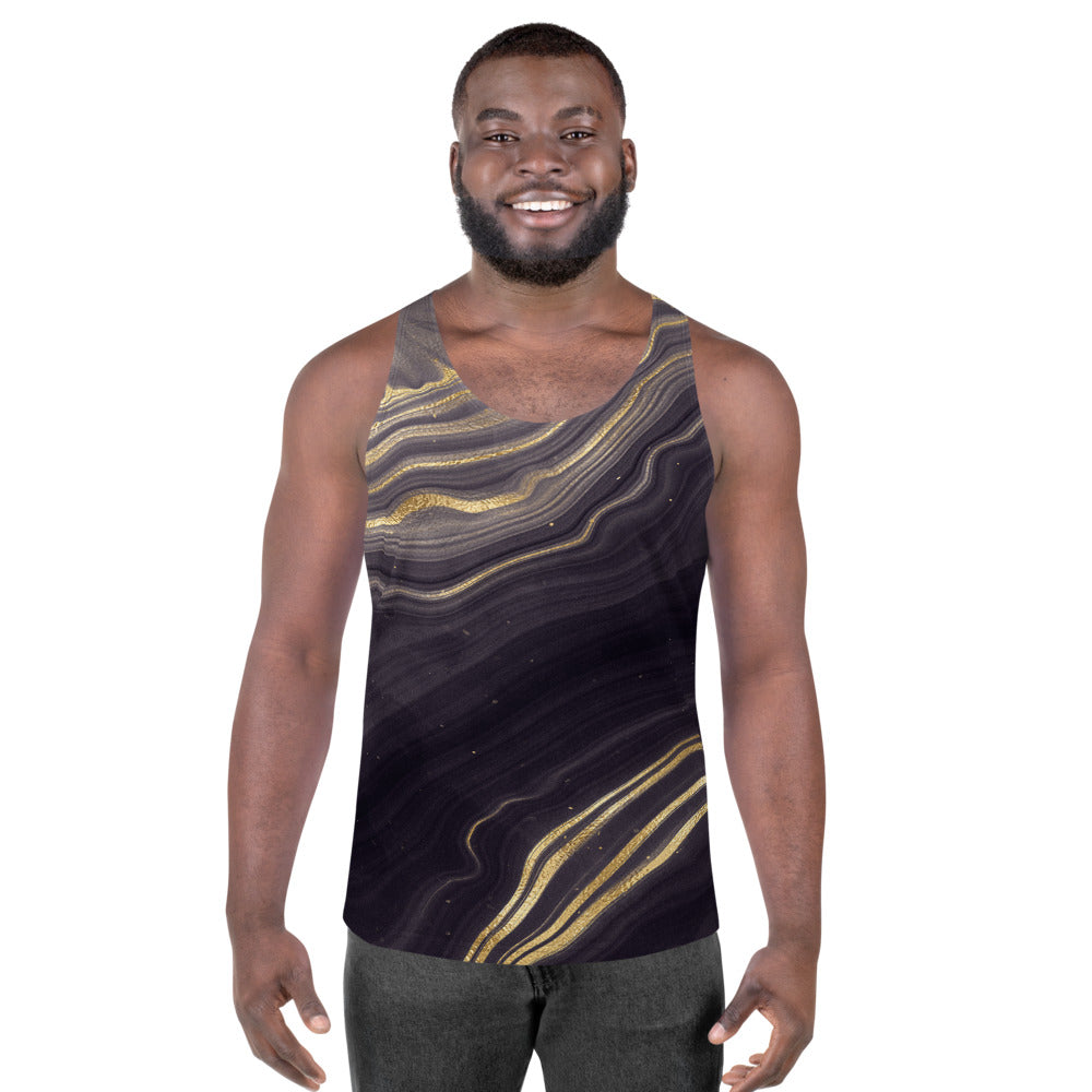 Black Gold Geode Inspired Design Unisex Tank Top