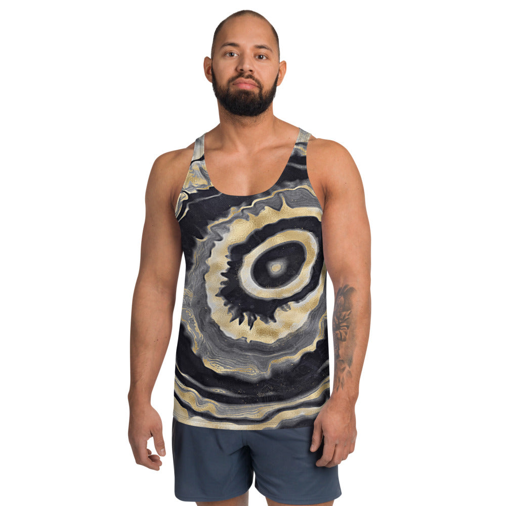 Black Gold Geode Inspired Design Unisex Tank Top
