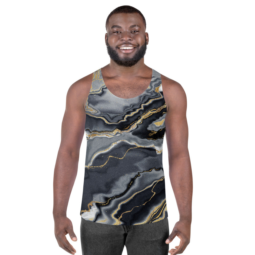 Black Gold Geode Inspired Design Unisex Tank Top