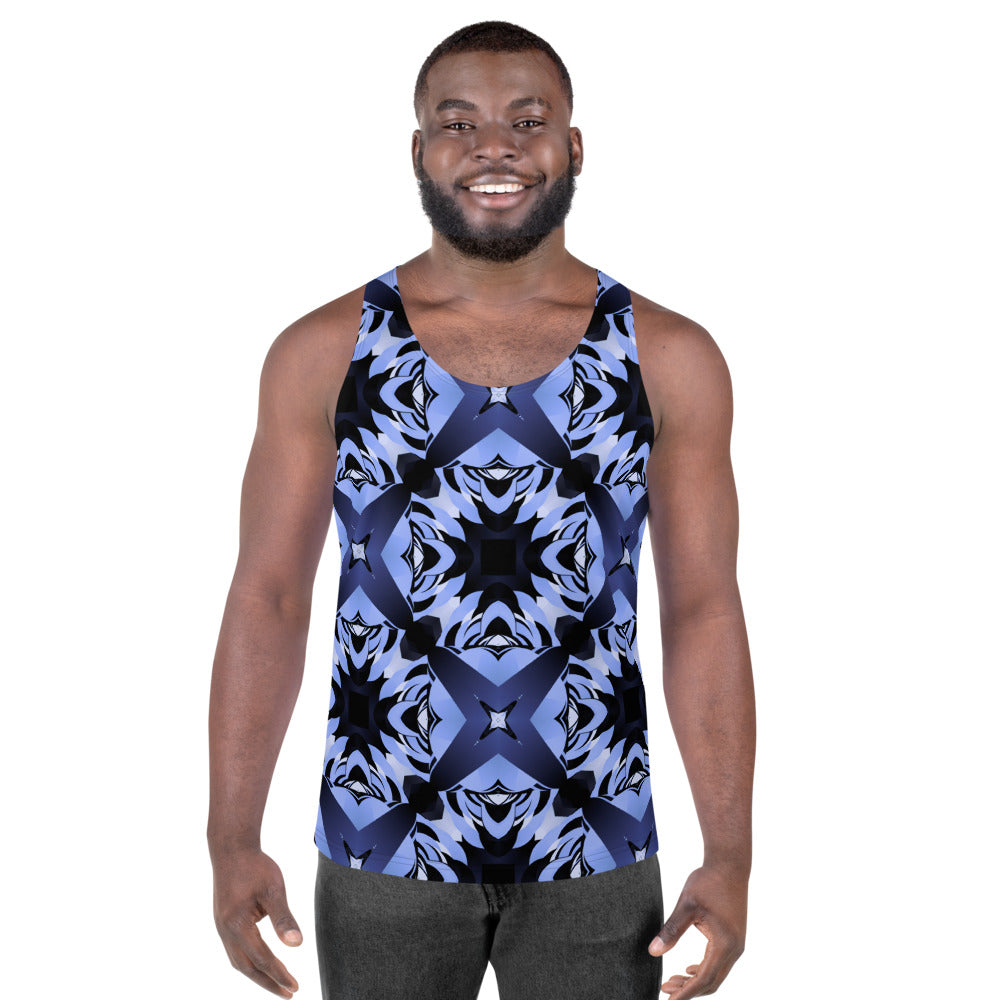 Blue Geometric Design Unisex Tank Top