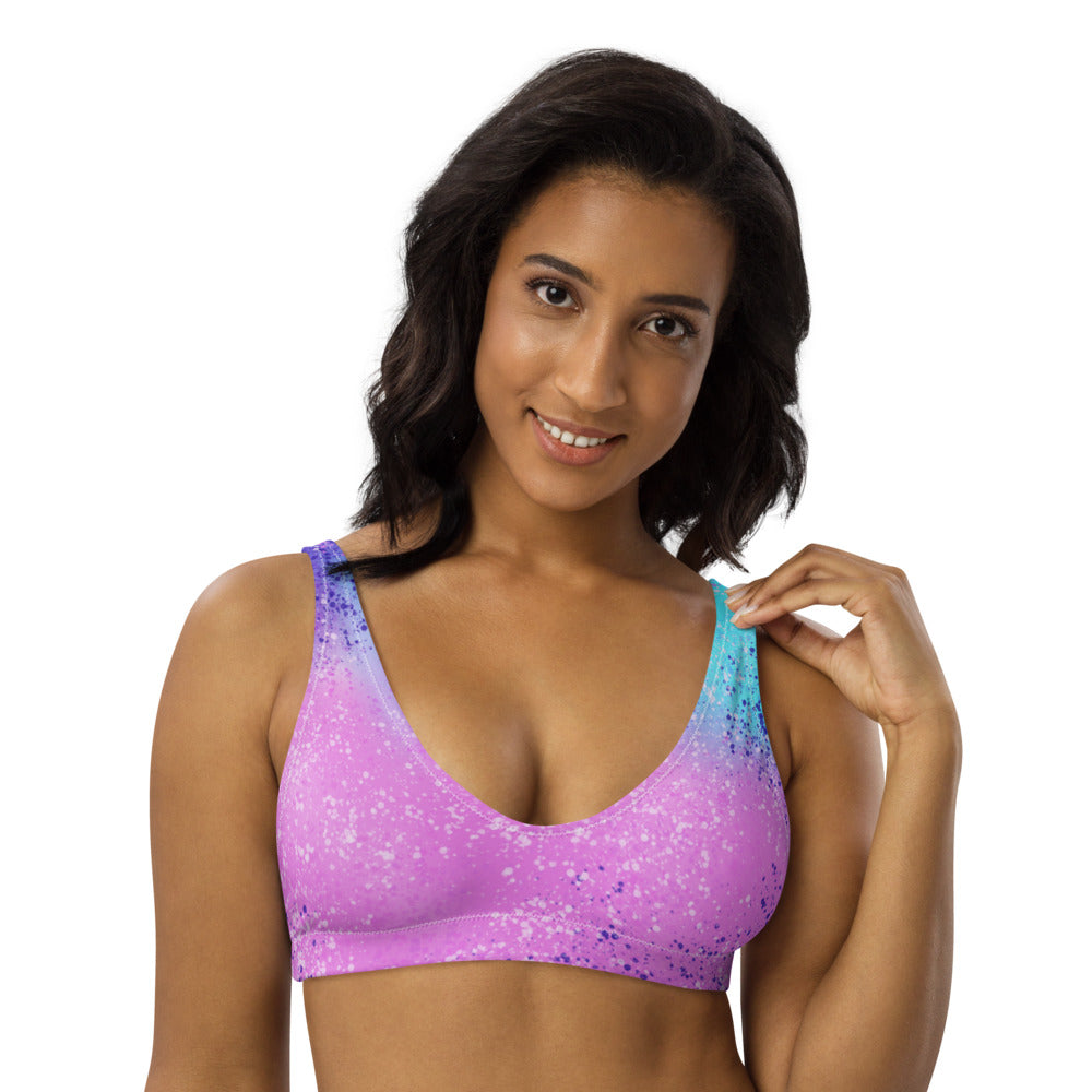 Multi Colored Confetti Paint Splatter Recyled padded bikini top