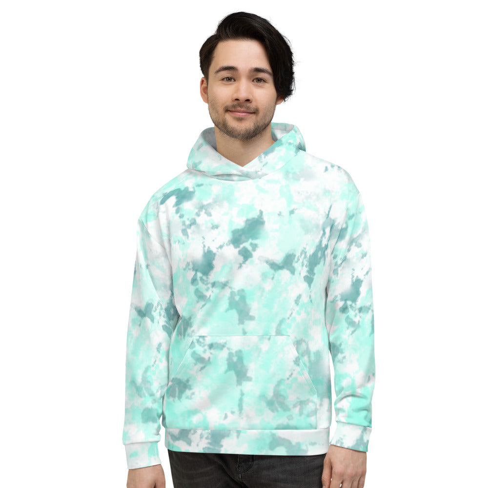 Green Camo Splatter Tie Dye Unisex Hoodie by Signature Outlet