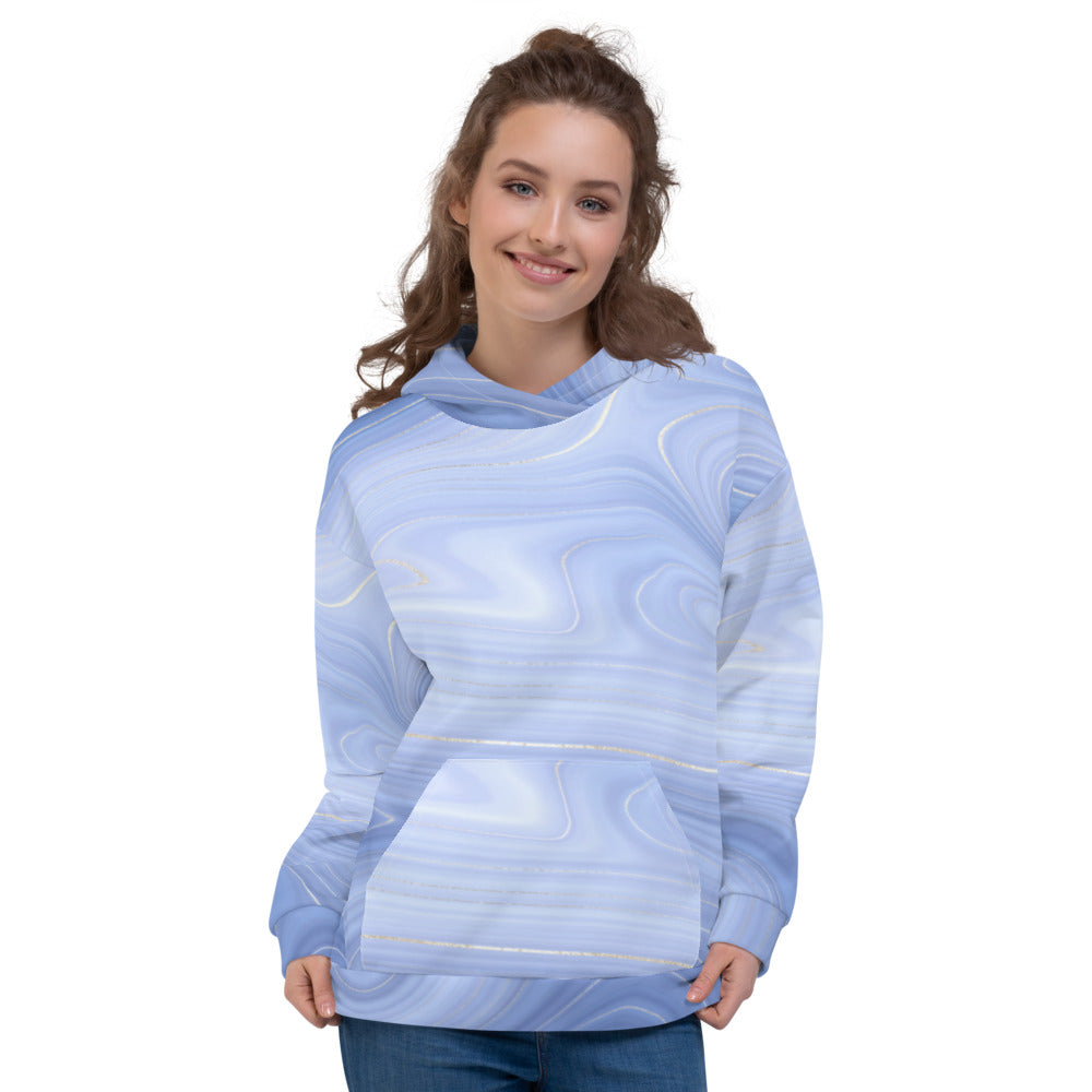 Light Blue Geode Inspired Designer Unisex Hoodie by Signature Outlet