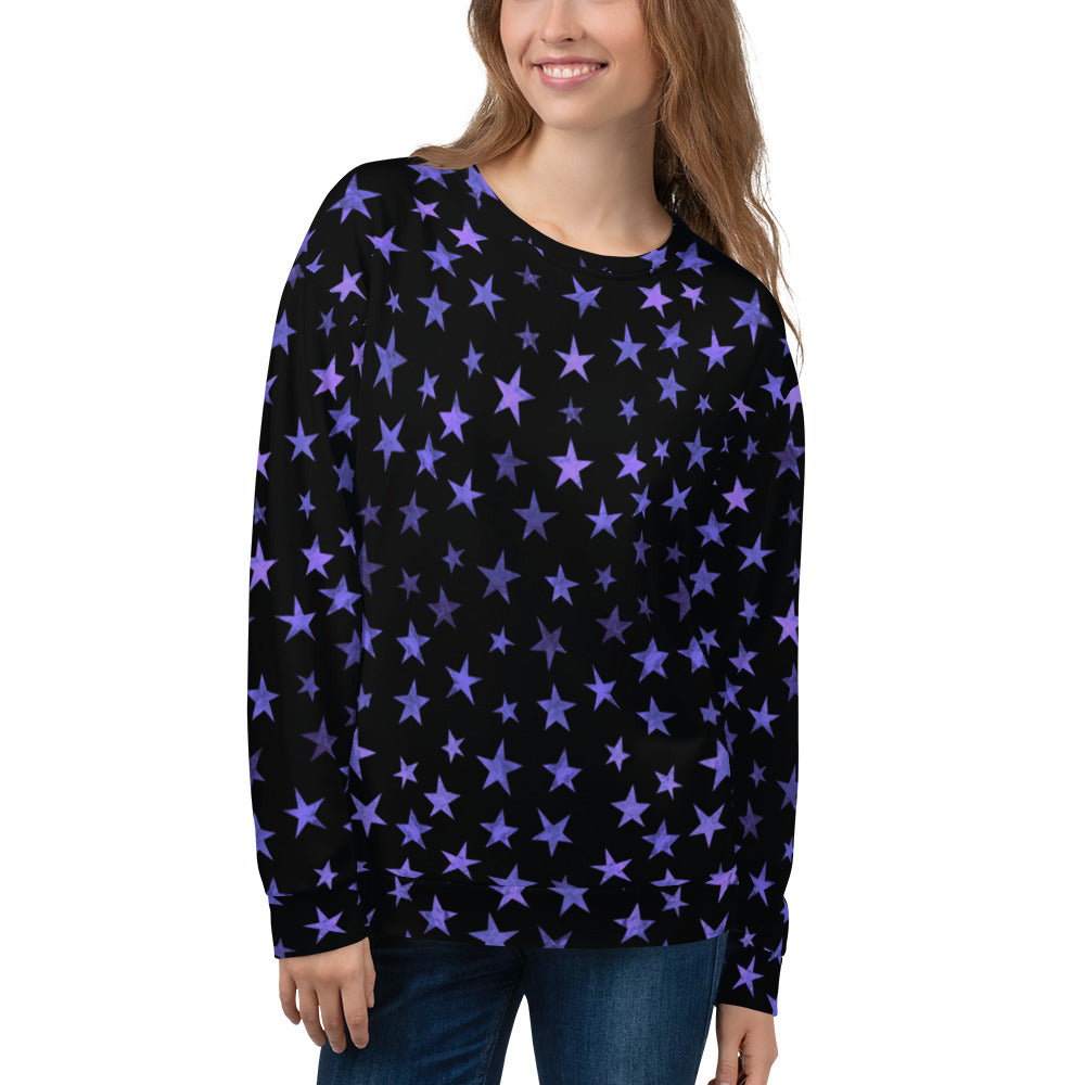 Mystical Astrology Purple Stars Unisex Sweatshirt by Signature Outlet