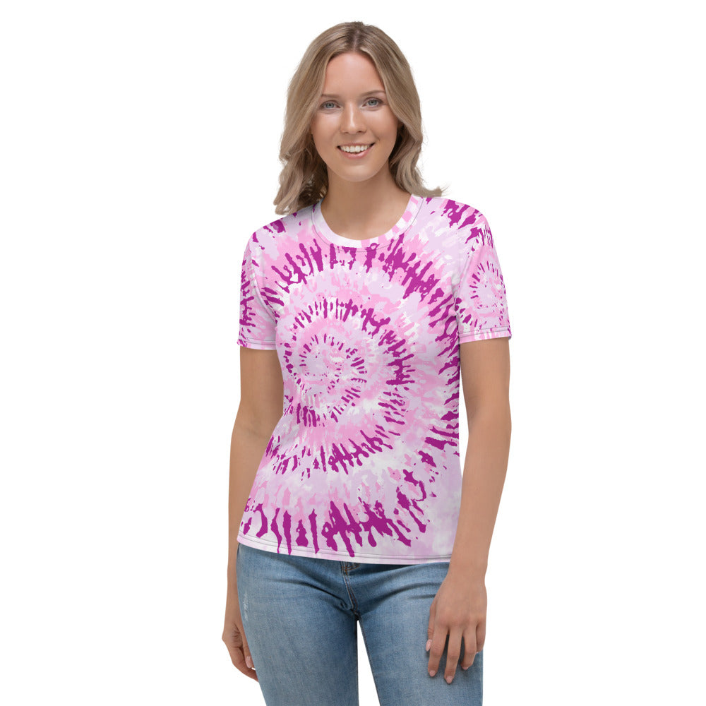 Pink Spiral Tie Dye Women's T-shirt