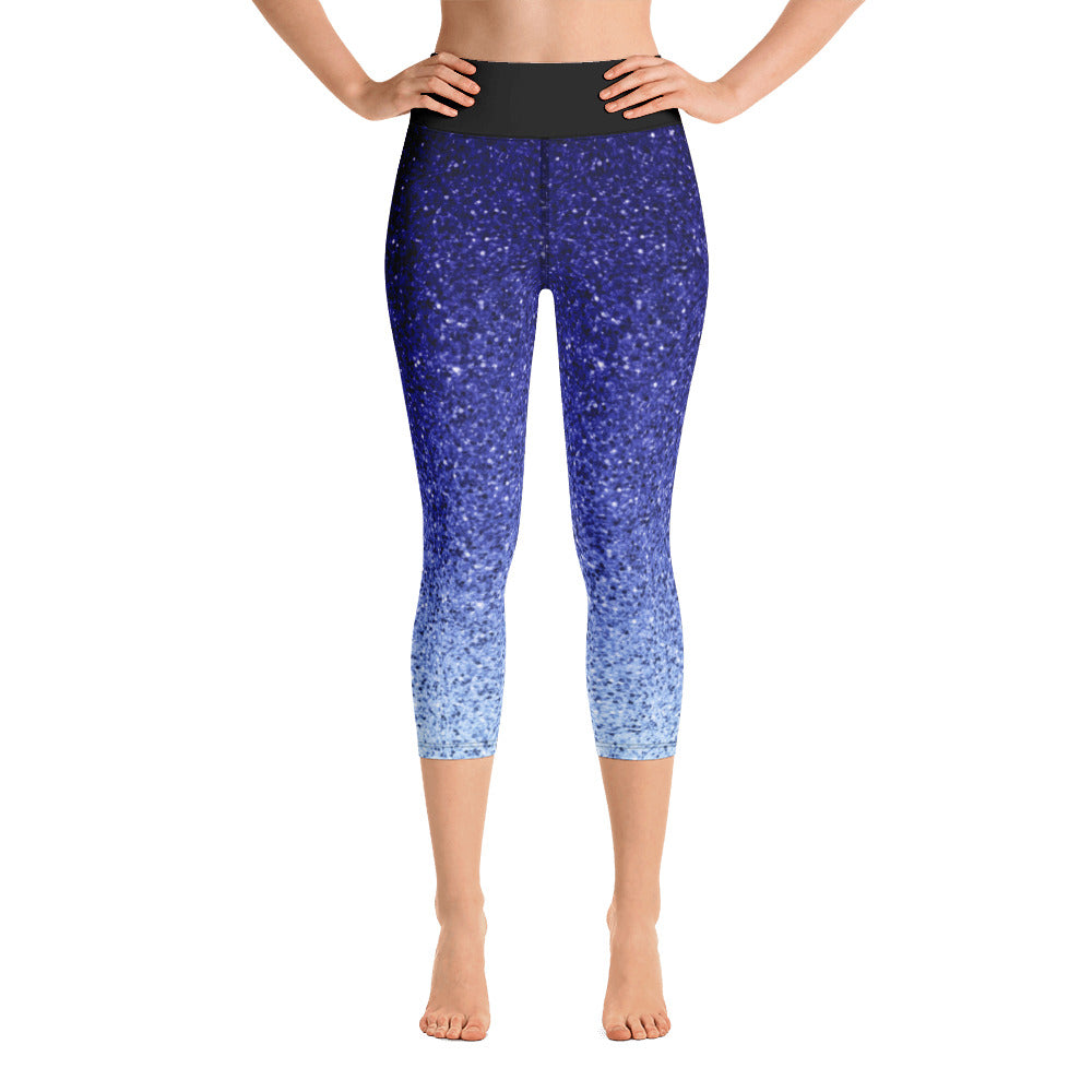 Ombré Confetti Glitter Yoga Capri Leggings by Signature Outlet