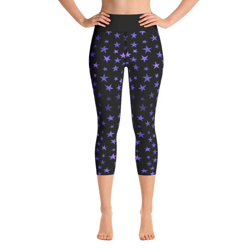 Purple Stars Yoga Capri Leggings