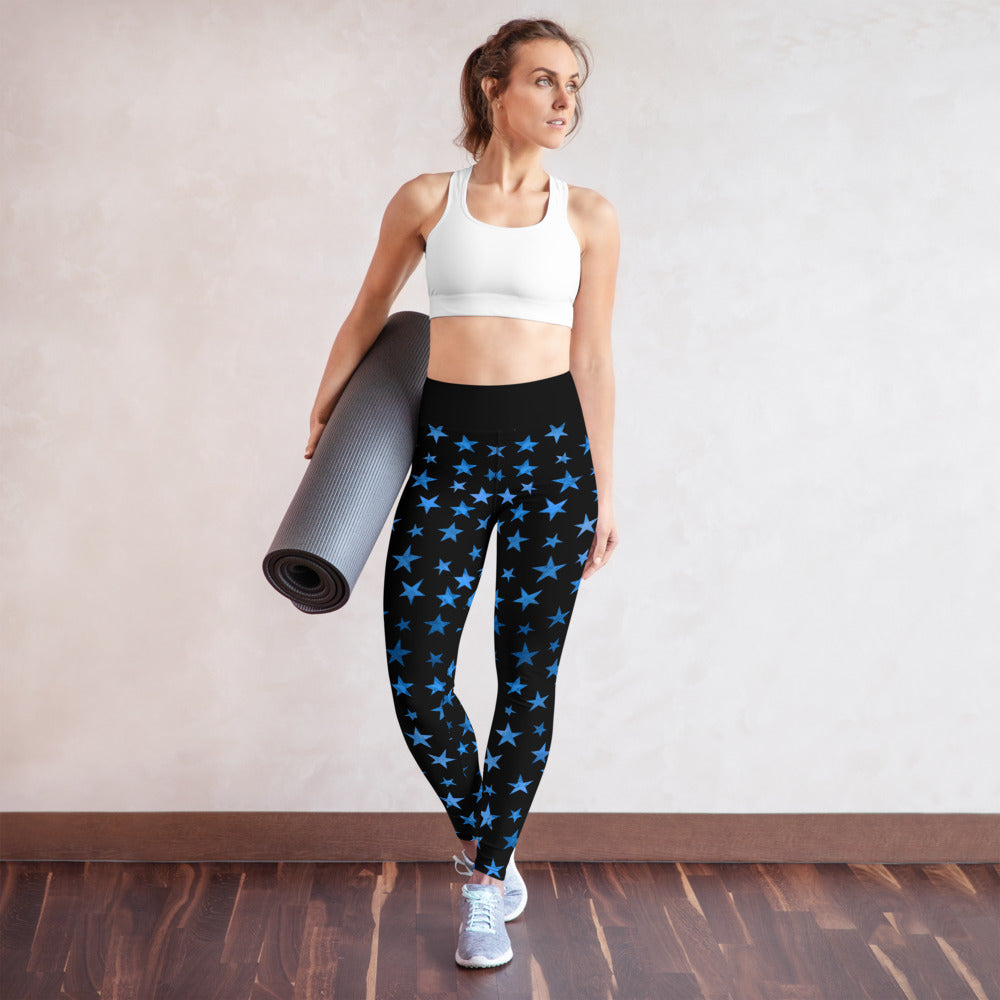 Astrology Blue Stars Yoga Leggings by Signature Outlet