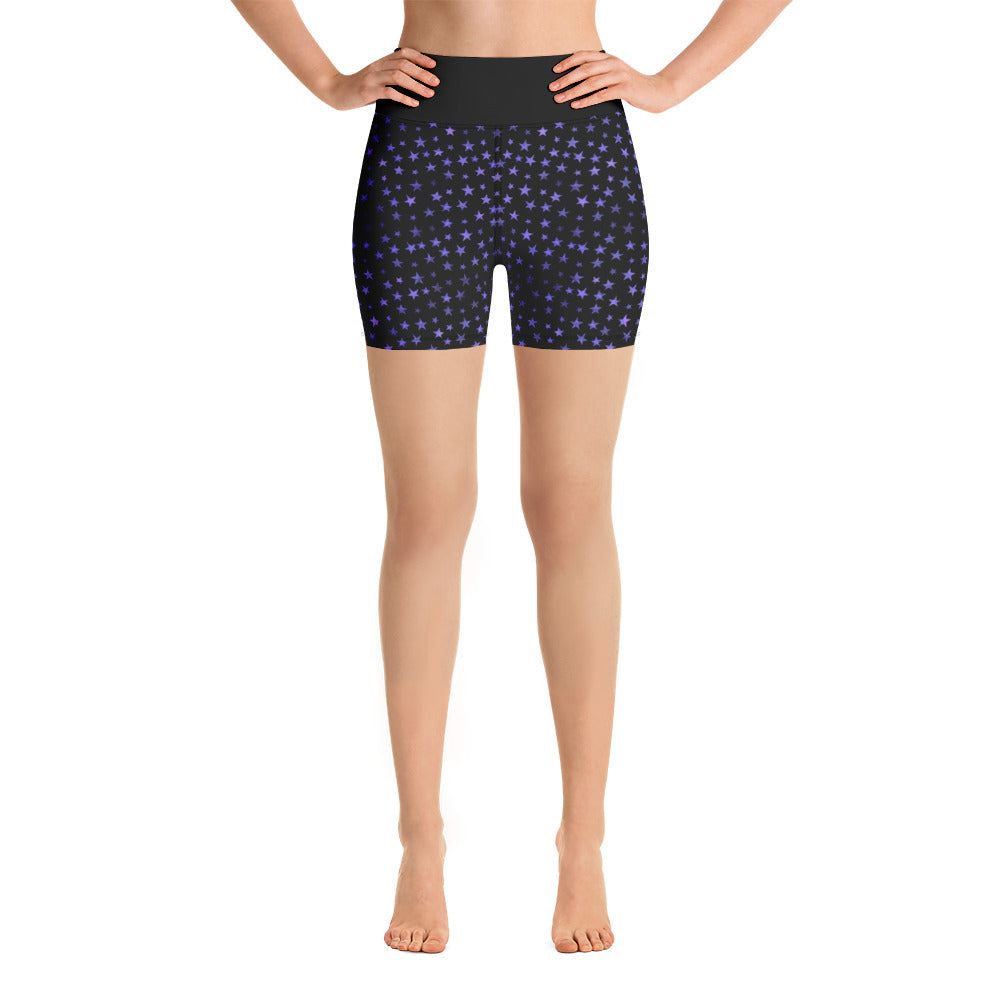 Purple Stars Yoga Shorts